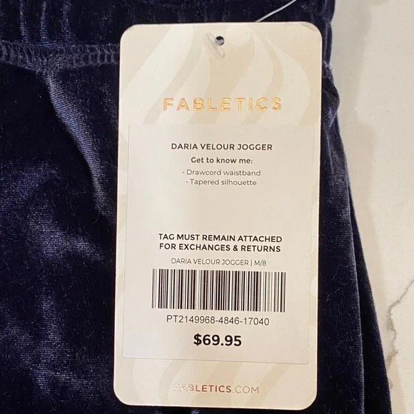 🆕 Fabletics Velour Joggers in Navy - Picture 2 of 7